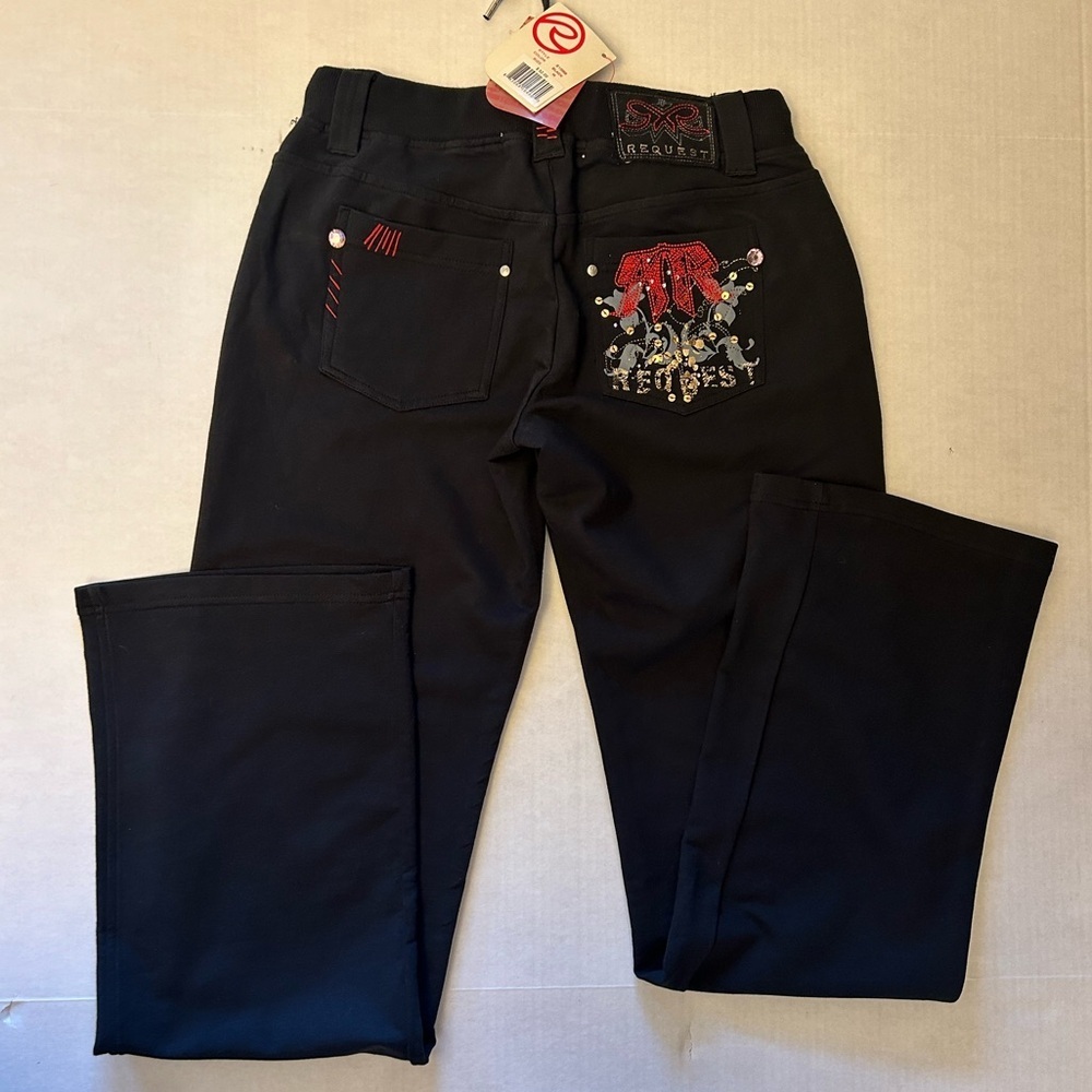 Request Vintage Black Embellished Women's cotton pants NWT Sz-M. BB14